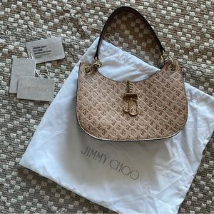 Jimmy Choo Varenne Small Hobo Monogram Shoulder Bag NWT